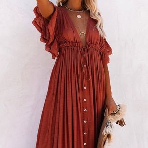 Burnt orange- red boho dress